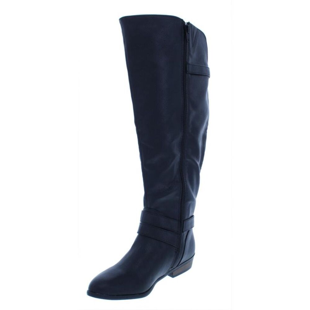 Material Girl Womens Carleigh Black Wide Calf Riding Boots Shoes NWOB